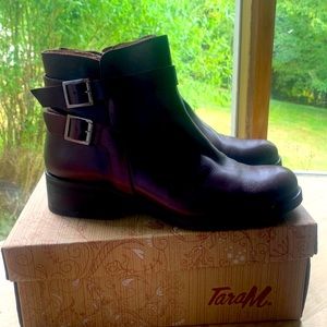 Tara M low burgundy leather boots